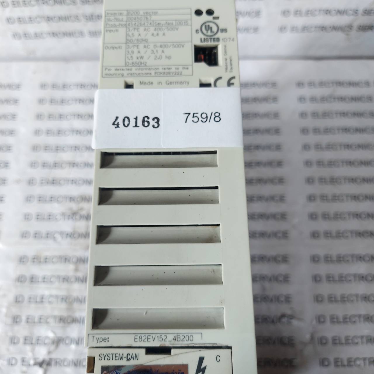 SERVO DRIVE " LENZE " MODEL : E82EV152_4B200
