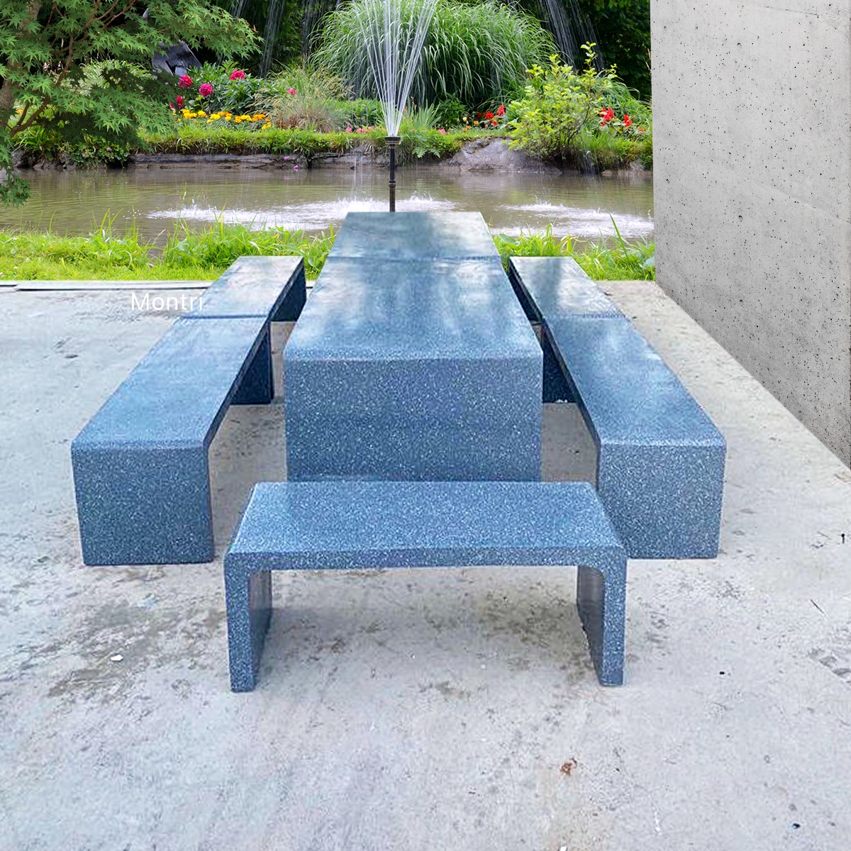 ชุดโต๊ะสนาม ลายหินแกรนิต หรูหรา ยาว 3 เมตร ขนาดใหญ่จุใจ ทนแดดทนฝน