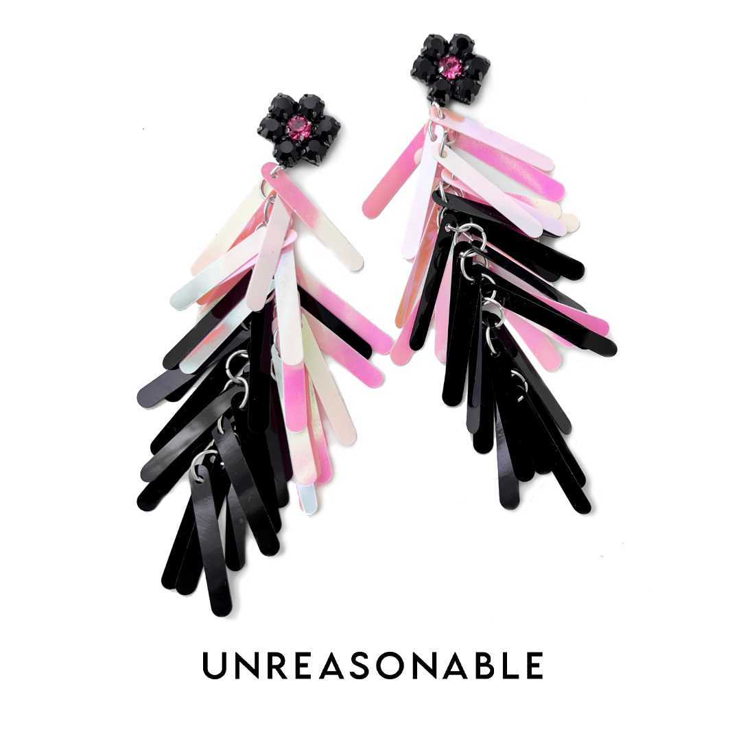 ต่างหู สีดำ ชมพู ต่างหูคลิป ต่างหูก้านเงินแท้ น้ำหนักเบา UA0794-01 Unreasonable Accessories