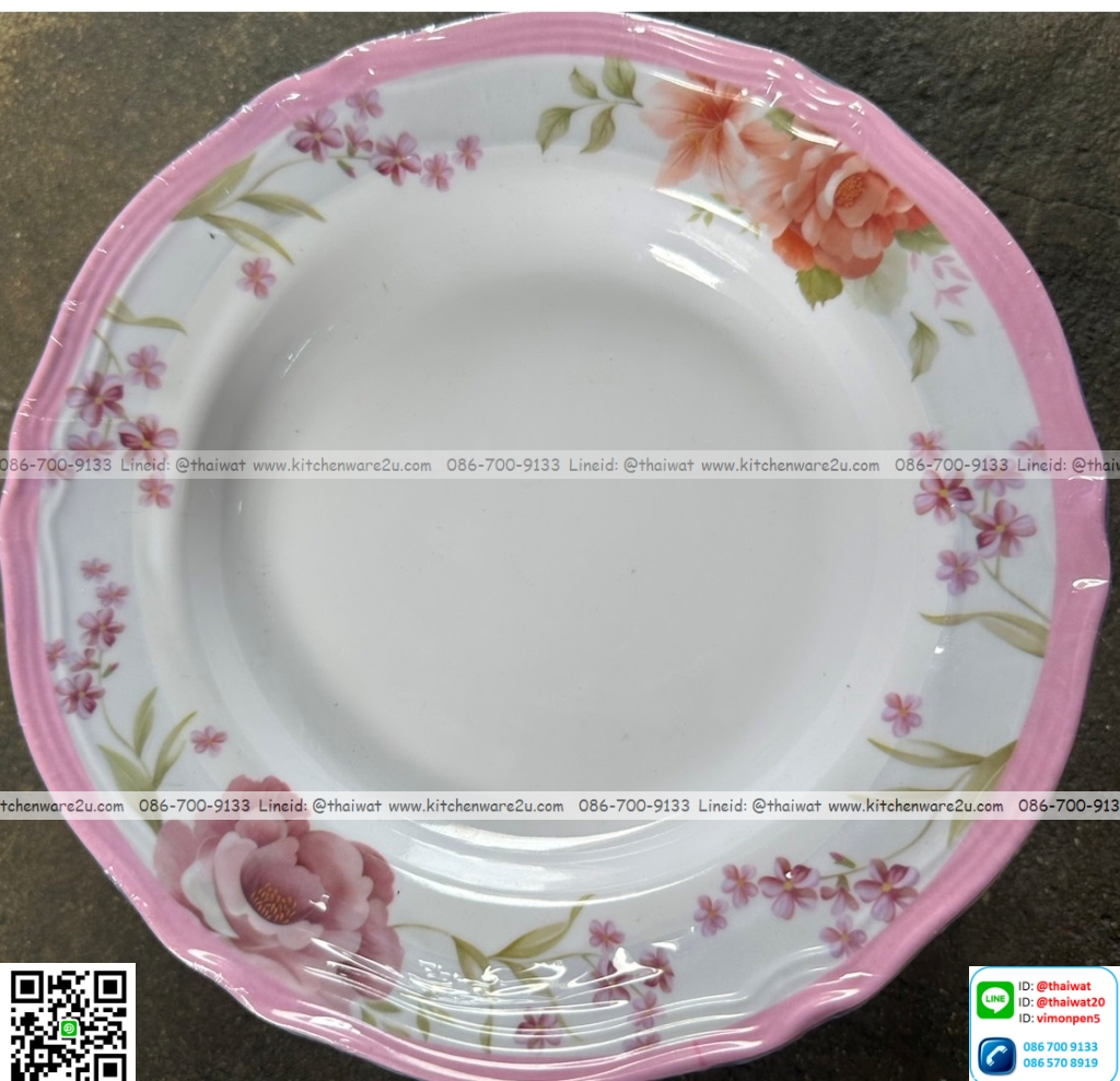 P06473 จานเมลามีน 9 นิ้ว หนา หลากหลายลาย (ราคาส่งต่อ 1 โหล: 12 ใบ)