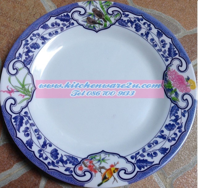 P07925 จานเมลามีน ทรงตื้น 9 นิ้ว หนา (ราคาส่งต่อ 1 โหล : 12 ใบ)