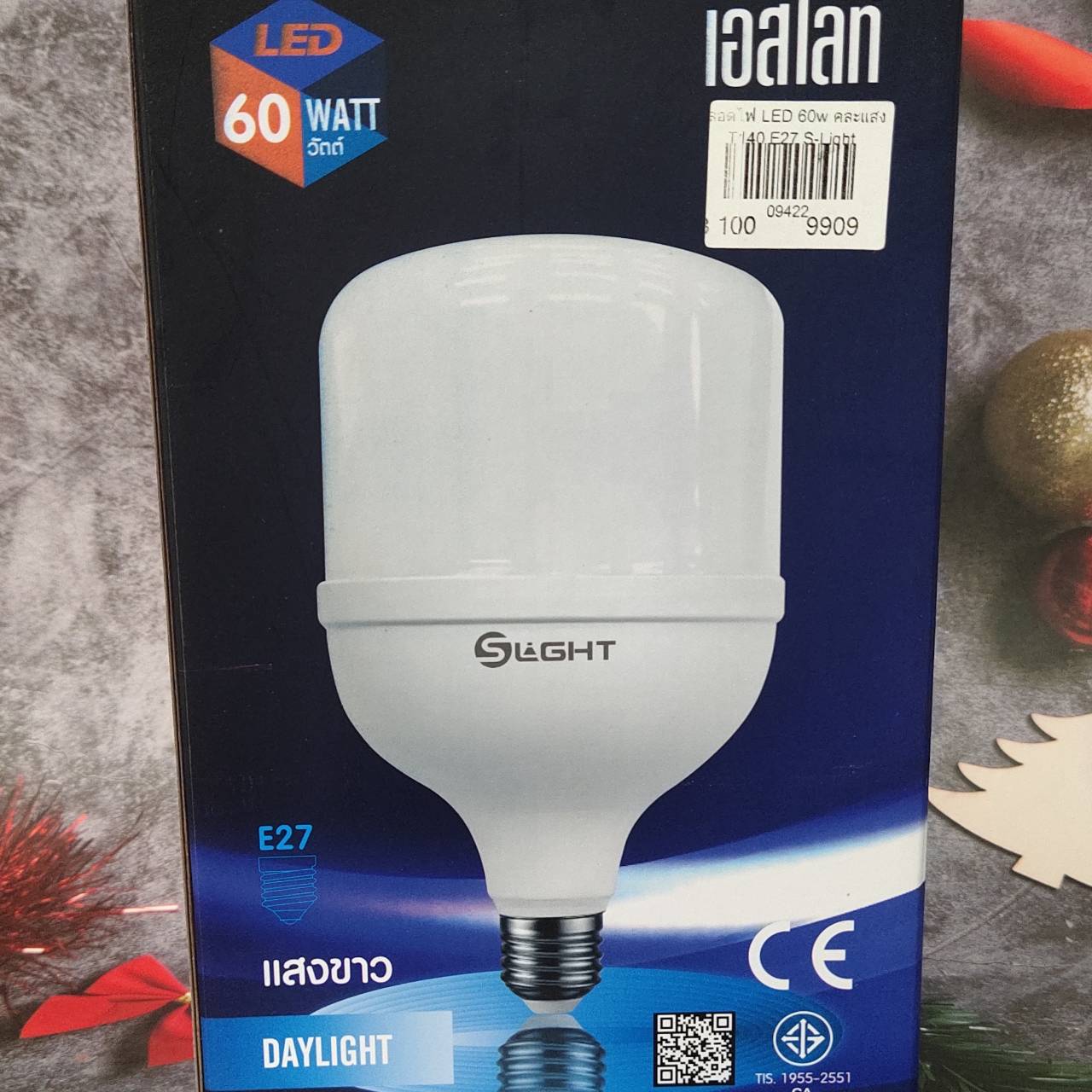 S LIGHT เอสไลท์ หลอดไฟ แอลอีดี ทรง T140 60 วัตต์ ต่อกับไฟฟ้า 220 โวลท์ และ ขั้วรับหลอด แบบเกลียว E27