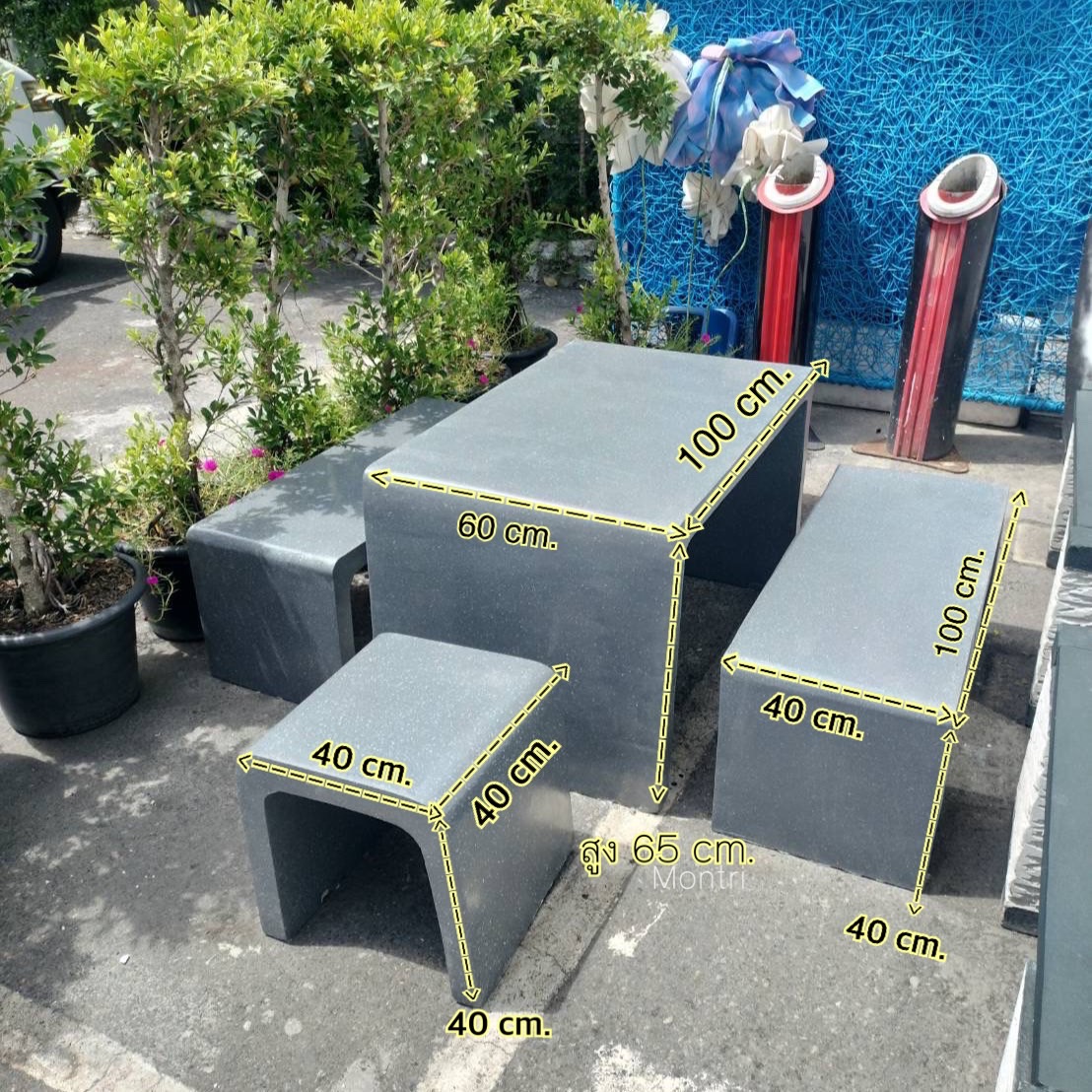 โต๊ะสนาม โต๊ะสนามกลางแจ้ง ชุดโต๊ะสนาม ชุดโต๊ะปูนซีเมนตร์ รุ่น Loft มีความแข็งแรงใช้งานได้ในระยะยาว