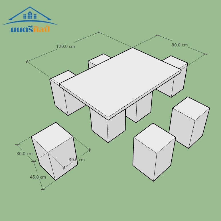 ชุดโต๊ะสนามปูน โต๊ะปูนสนาม ชุดโต๊ะสนาม เฟอร์นิเจอร์สนาม ชุด 6 ที่นั่ง เก้าอี้เดี่ยว