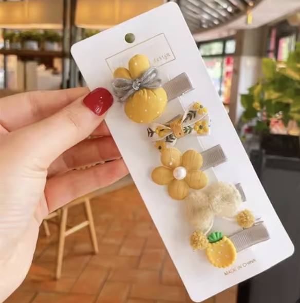 💗มาหยากิ๊ฟช้อป💗 กิ๊บติดผม 5 ชิ้น รูปหัวใจ โบว์ ขนาด 5 ซ.ม. คละสี น่ารัก สำหรับเด็กและ ผู้หญิงทั่วไป