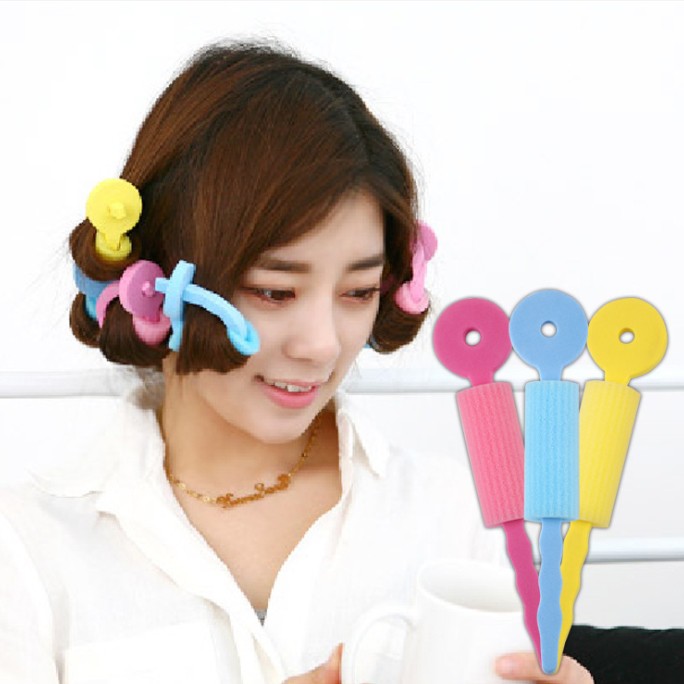 ก้านฟองน้ำ 3 สี อุปกรณดัด/ม้วนผม สำหรับทำผมหยิก ด้วยตนเอง