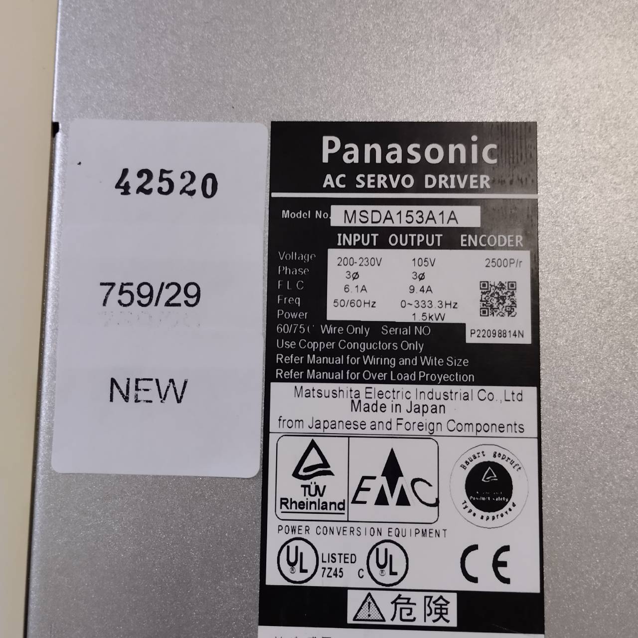 SERVO DRIVE " PANASONIC " MODEL : MSDA153A1A