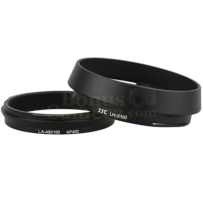 LH-JX100(B) ฮู้ดสีดำและอะแดปเตอร์ใส่ฟิลเตอร์ขนาด 49 มม. สำหรับกล้องฟูจิ X100,X100F,X100S,X100T,X100V FujiFilm Lens Hood