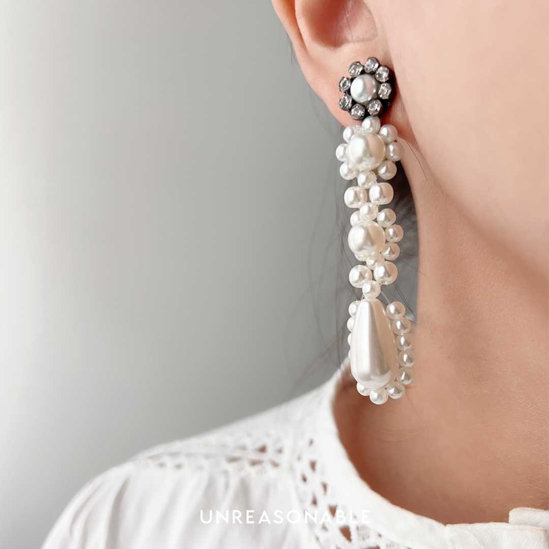 ต่างหู ลูกปัดมุก Romance Bead Pearl Drop Earrings UA0904-01 Unreasonable Accessories