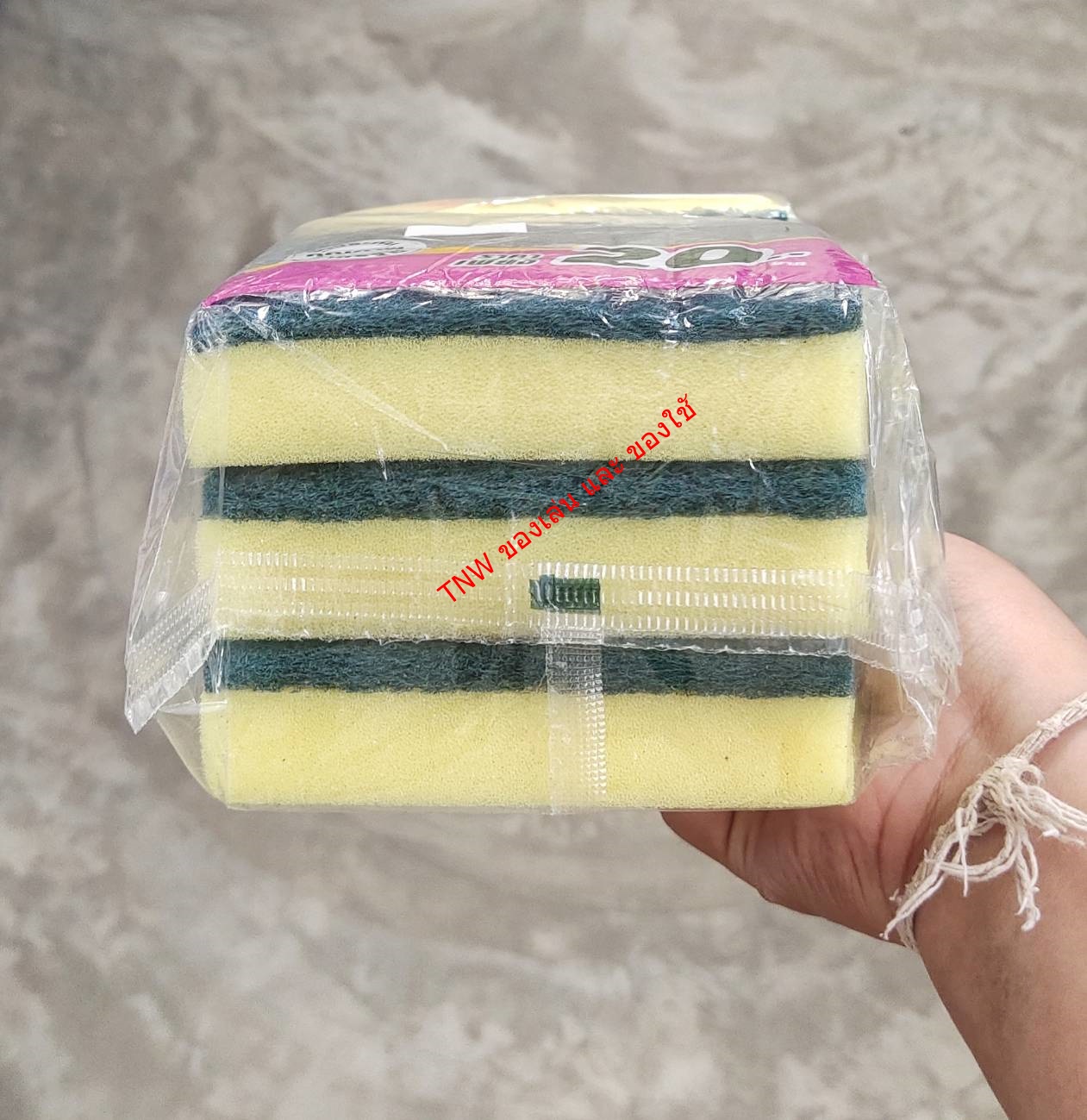 ฟองน้ำล้างจาน ล้างสะอาด ขัดคราบได้ในตัว ( บรรจุ 8 ชิ้น )