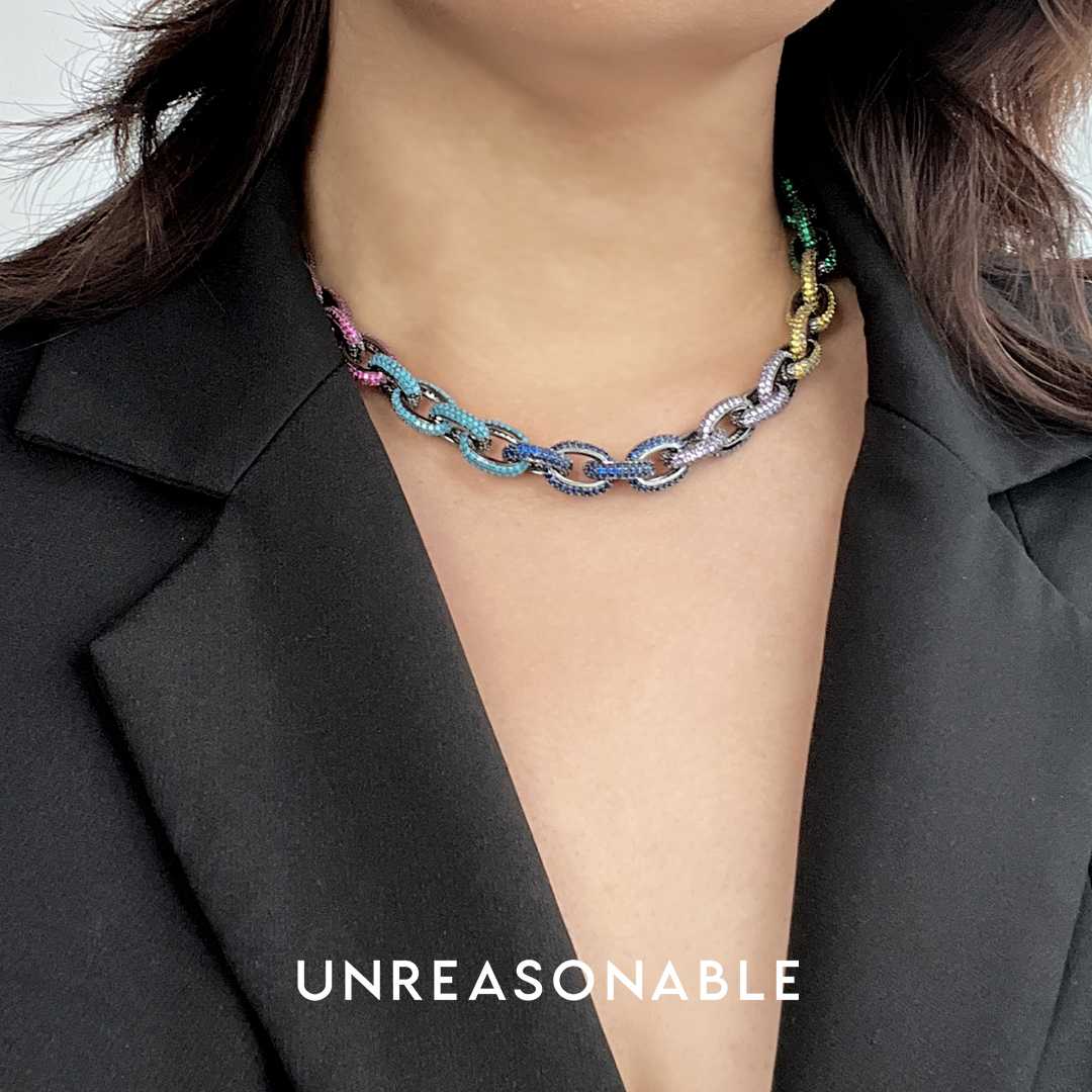 สร้อยคอเพชร CZ Multi Color สี Black Rhodium UA0816-02 Unreasonable Accessories