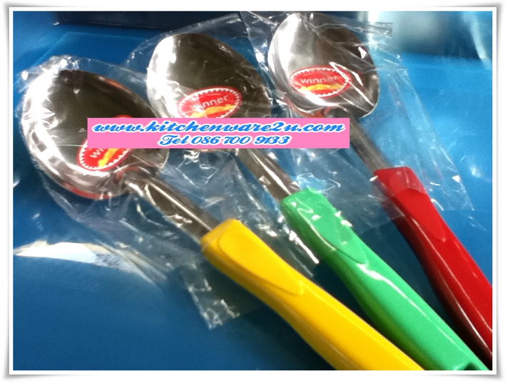 P06147 ทัพพีสแตนเลส ด้ามพลาสติก ปลายแหลม ขายดี (ราคาส่งต่อ 1โหล:12 อัน คลิ๊กที่สินค้าเพื่อดูรายละเอียด)