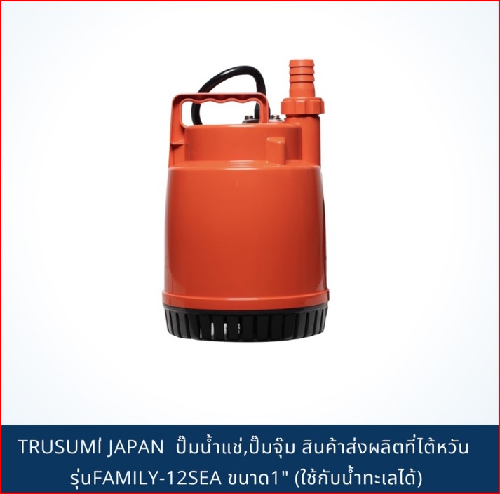 TSURUMI PUMP JAPAN ปั๊มน้ำแช่,ปั๊มจุ๊ม สินค้าส่งผลิตที่ไต้หวัน รุ่นFAMILY-12SEA ขนาด1" (ใช้กับน้ำทะเลได้) SKU-00028