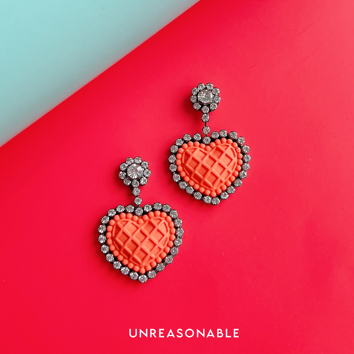 ต่างหูหัวใจ Drop Earrings สำเนา สำเนา สีส้ม ต่างหูคลิป ต่างหูก้านเงินแท้ UA0943-03 Unreasonable Accessories