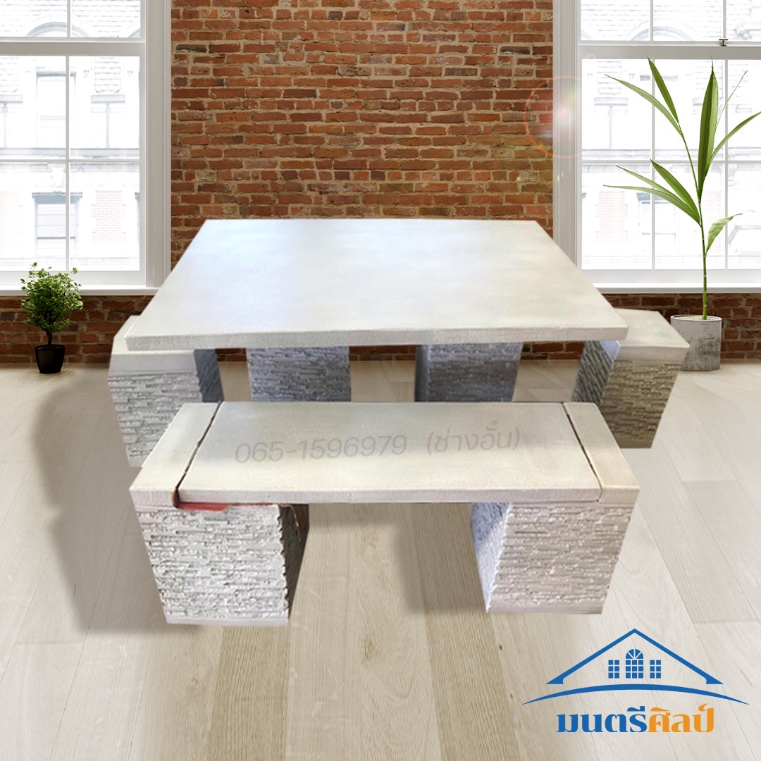 ชุดโต๊ะสนาม ชุด 6 ที่นั่ง สไตล์โมเดิร์น ชุดโต๊ะสนาม โต๊ะสนามกลางแจ้ง โต๊ะสนามปูนปั้น สุดยอดการออกแบบ งานดีไซน์โดยคนไทย นั่งสบาย สวยงาม แข็งแรง เข้ากับตัวบ้านและสวนอย่างลงตัว ชุดโต๊ะสนาม งานสวยเรียบหรู เสริมโครงเหล็ก สวยงาม แข็งแรง ทนทาน ทนแดด ทนฝน เฟอร์นิ