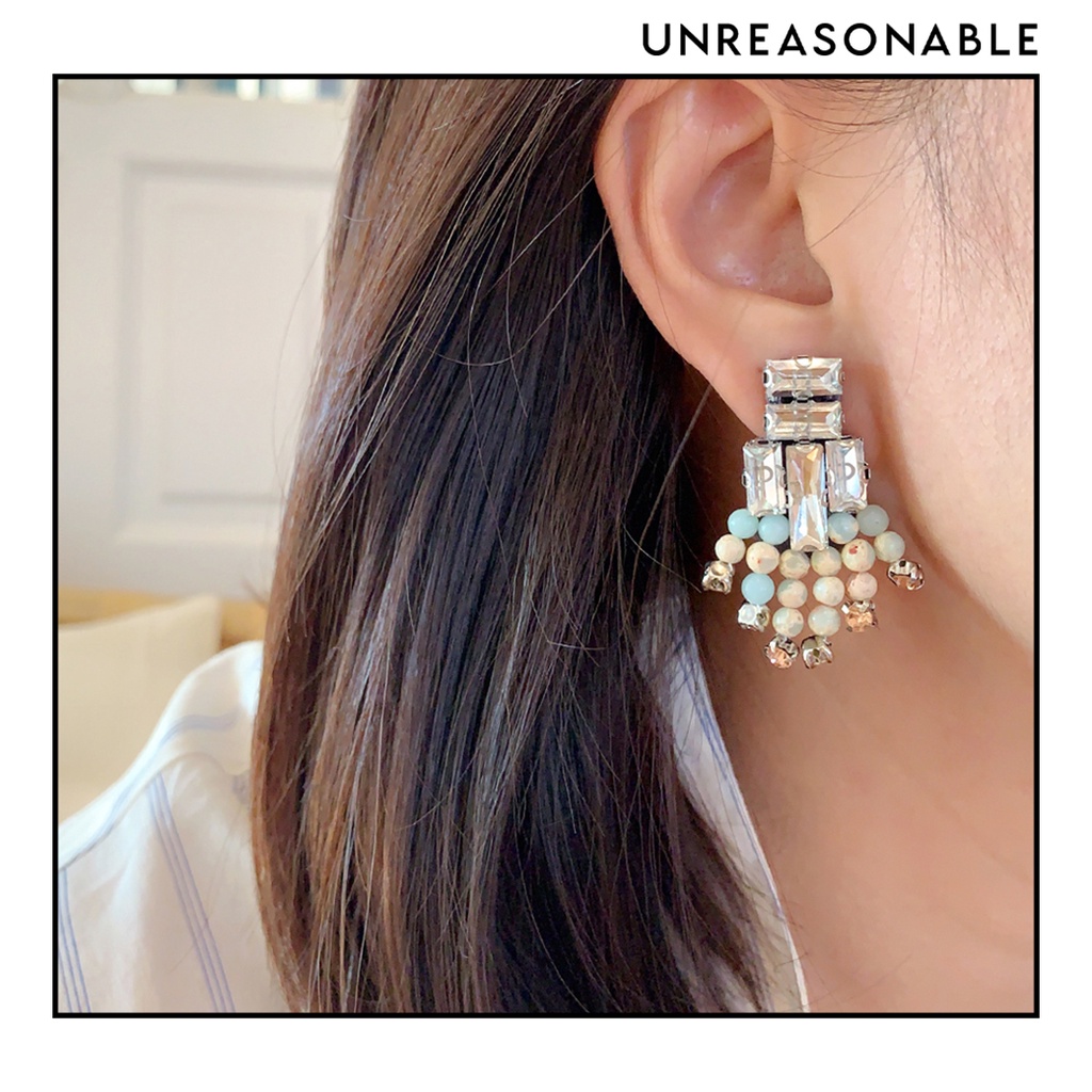 ต่างหู Aqua Jasper ต่างหูคลิป ต่างหูก้านเงิน UA0676-02 Unreasonable Accessories
