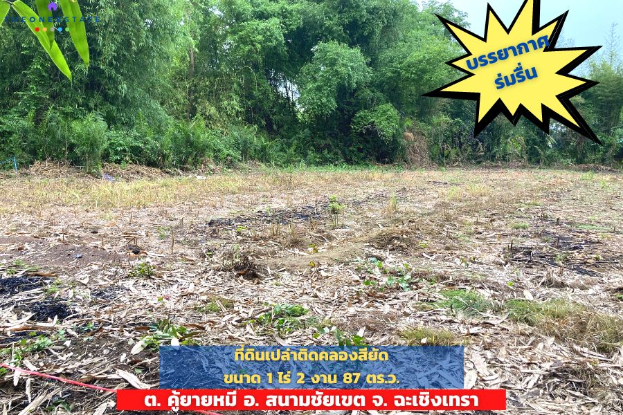 📣 ที่ดินติดคลองสียัด 1 ไร่ 2 งาน 87 ตร.ม. บรรยากาศร่มรื่น ซ.เทศบาล 21 ต.คู้ยายหมี อ.สนามชัยเขต จ.ฉะเชิงเทรา The Best ! | โทร. 085-992-9228