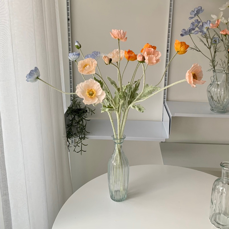 [พร้อมส่ง] Jnihouse : ดอกป๊อปปี้ ดอกไม้ประดิษฐ์ Poppy Flower (Long leaf hairs)