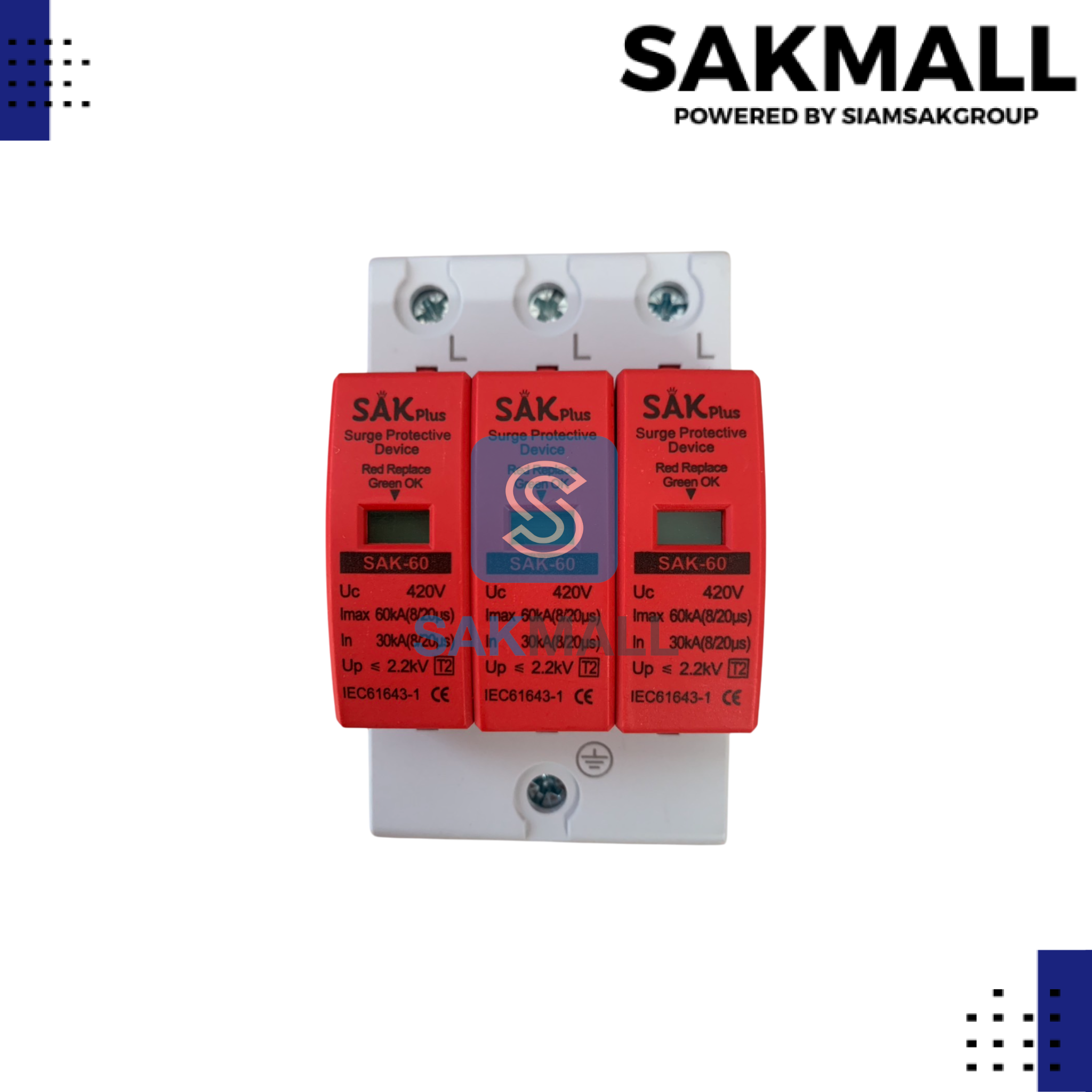เสิร์จกันฟ้าผ่า AC 3P 420V. 30-60KA sak plus