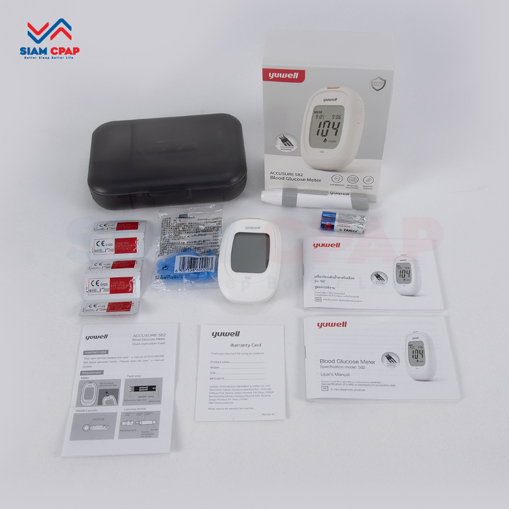 เครื่องตรวจวัดระดับน้ำตาลในเลือด YUWELL Blood Glucose Monitoring System รุ่น 582 ประศูนย์ไทยตลอดอายุการใช้งาน
