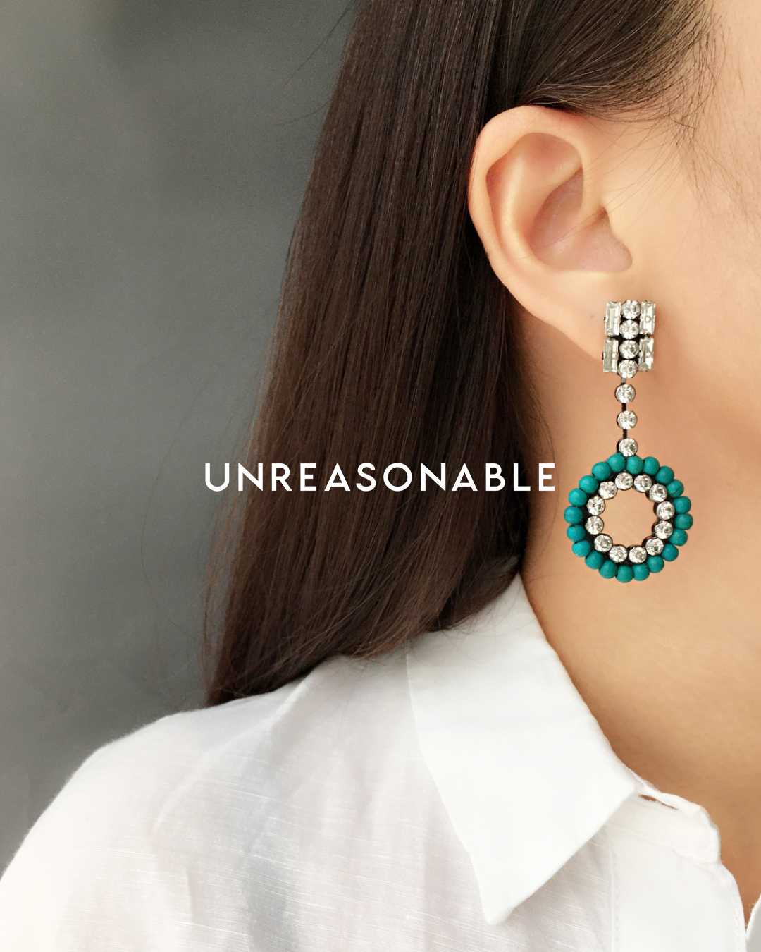 ต่างหู สี Turquoise ต่างหูคลิป ต่างหูก้านเงินแท้ น้ำหนักเบา UA0716-01 Unreasonable Accessories