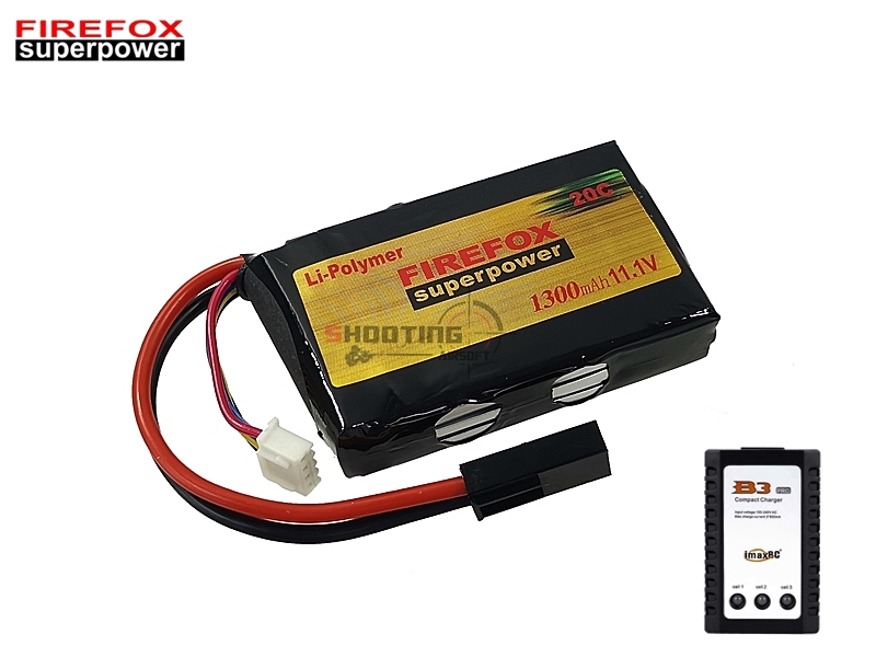 Set แบตลิโพ Firefox 20c 1300mAh 11.1v (สำหรับกล่องแบต) พร้อมเครื่องชาร์จ B3