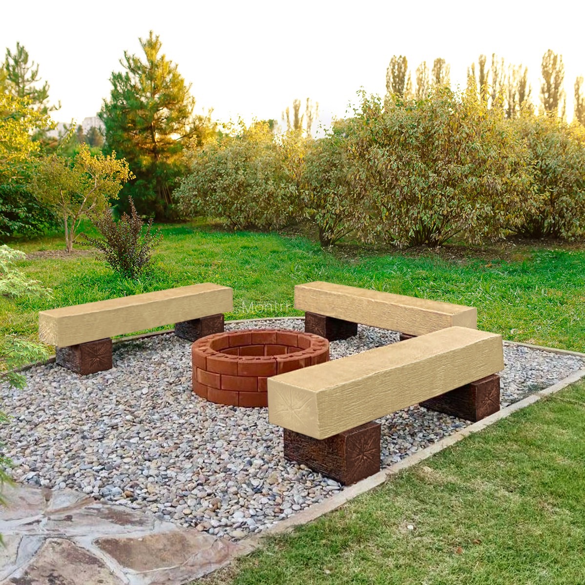 เซต เก้าอี้ไม้หมอน พร้อมเตาอิฐ สร้างมุมแคมป์ไฟอบอุ่น แข็งแรง สไตล์มินิมอล