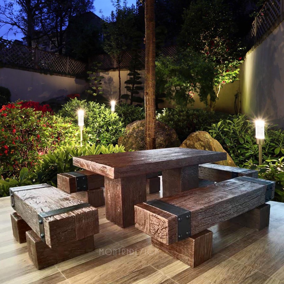 ชุดโต๊ะสนามปุนลายไม้ โต๊ะไม้หมอนโมเดิร์น รุ่น IP03 ขนาด 180*90 cm.