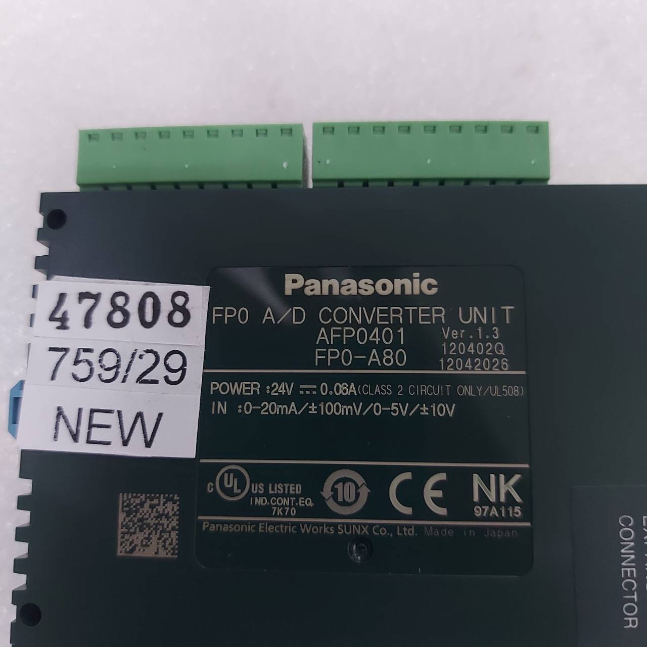 PLC " PANASONIC " MODEL : FP0-A80
