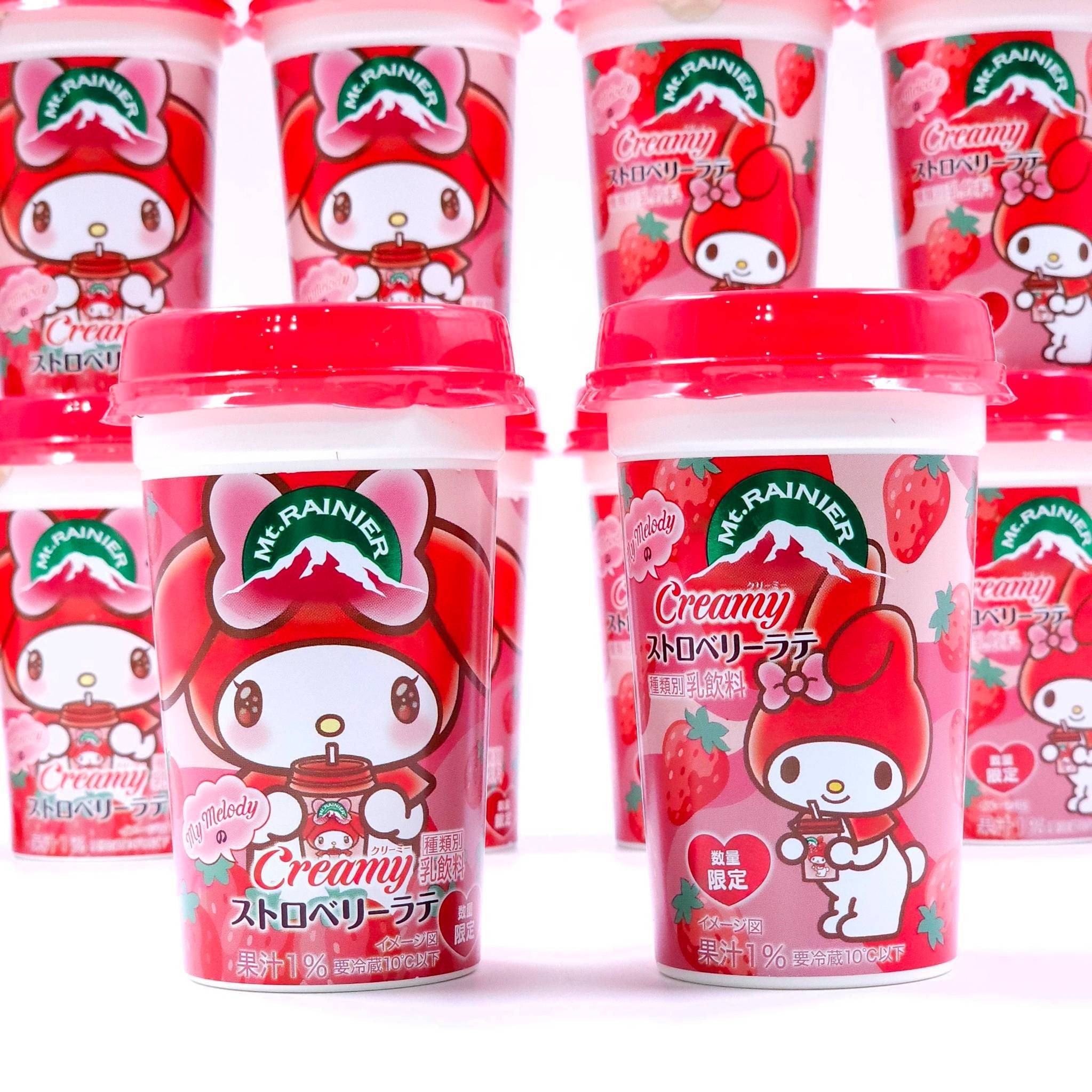 เครื่องดื่มสตรอเบอร์รี่ครีมนมสด Mt.RAINIER STRAWBERRY 240 ml Limited package "My Melody"