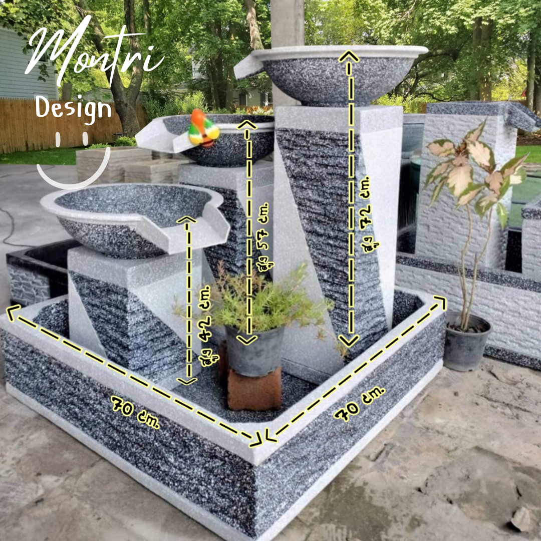 ชุดน้ำรินหินทราย 3 ชั้น เสริมความเป็นสิริมงคล เสริมฮวงจุ้ย ชุดน้ำล้นน้ำริน