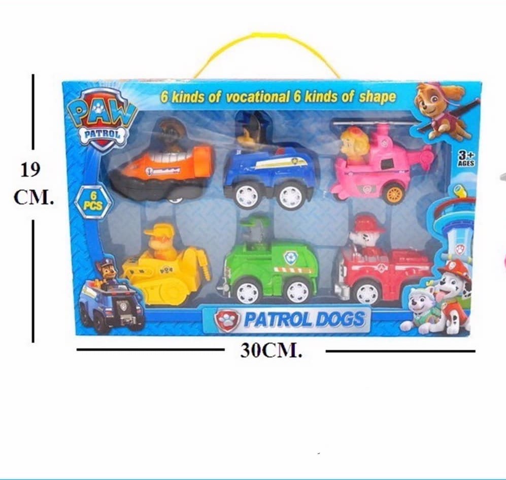 ตุ๊กตาของเล่นแก๊งรถหมา Dog Paw Patrol สุนัขกู้ภัยพร้อมรถทีมสุนัข 1 กล่อง 6 คัน พร้อมจัดส่ง