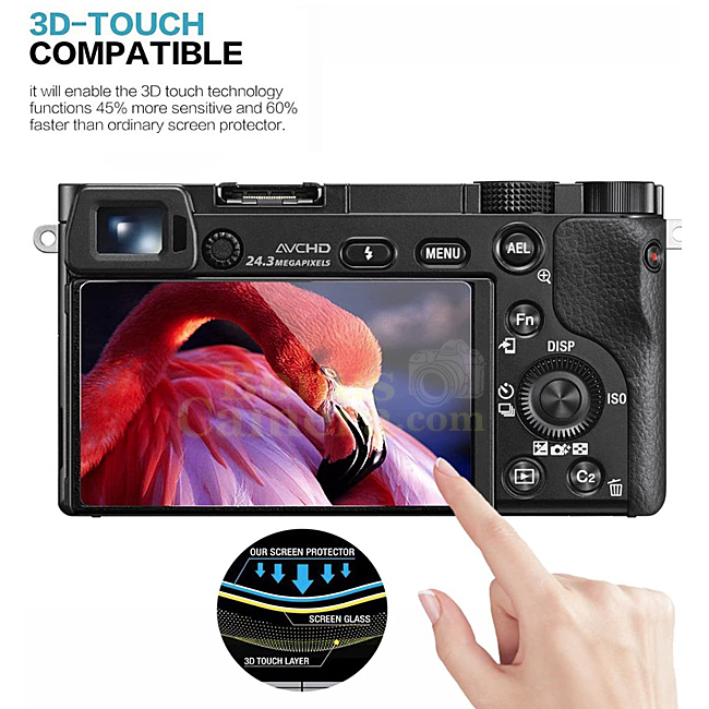 GSP-A6000 แผ่นกระจกกันรอยจอ Sony A6000,A6100,A6300,A6400,A6600 ใช้แทน Sony PCK-LM17 LCD Screen Protector