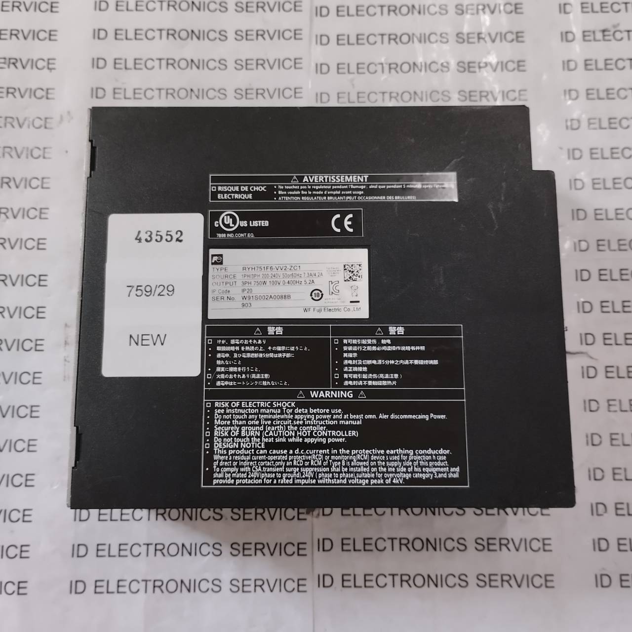 SERVO DRIVE " FUJI " MODEL : RYH751F6-VV2-ZC1