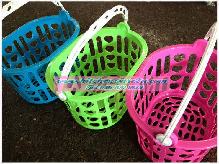 P06501 ตะกร้าหูหิ้ว สีหวาน (19*25*14 ซม) 96 (ราคาส่งต่อ 1 โหล: 12 ใบ)