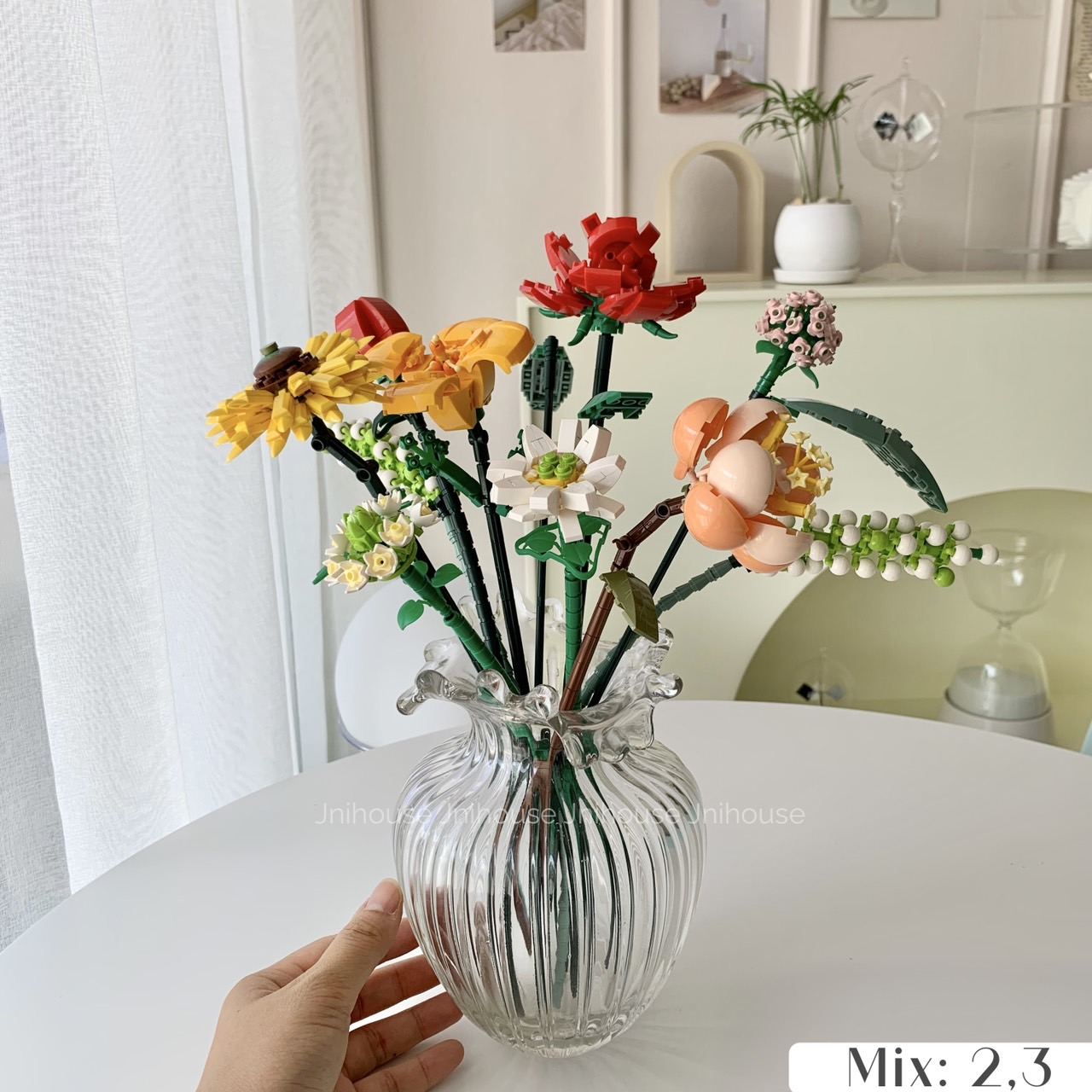 [พร้อมส่ง] Jnihouse : เลโก้ดอกไม้ ตัวต่อของเล่น ตัวต่อดอกไม้ Brick Flower Set