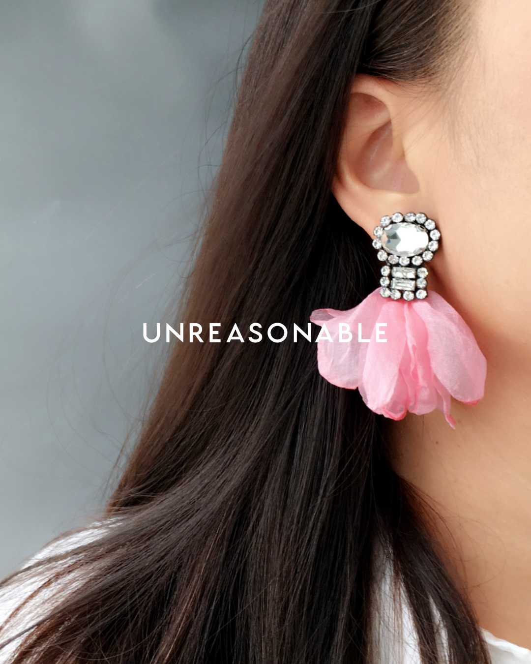 ต่างหู สีชมพู ต่างหูคลิป ต่างหูก้านเงินแท้ น้ำหนักเบา สวยใส่สบาย UA0717-03 Unreasonable Accessories