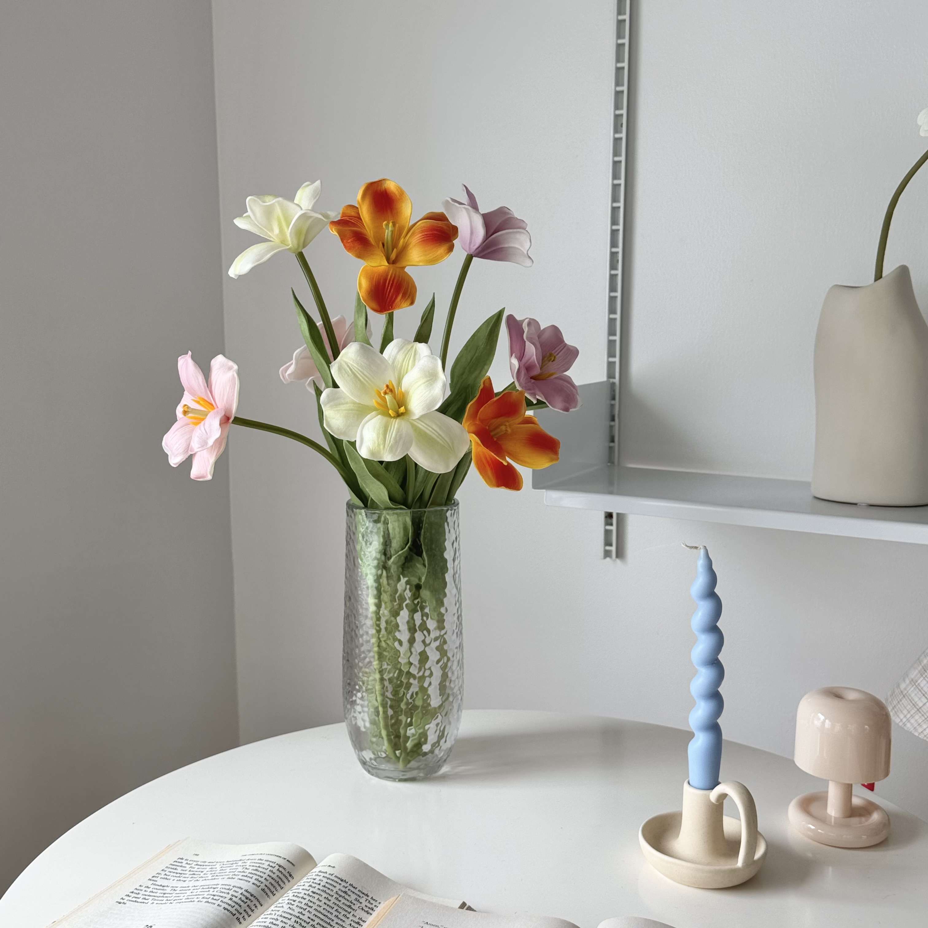 [พร้อมส่ง] แจกันแก้วใส แจกันหนาทรงสูง (Glass Vass)