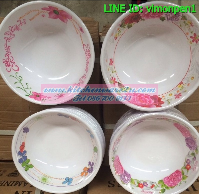 P09589 ชามเมลามีน 8 นิ้ว หนา ลายใหม่ (ราคาส่งต่อ 1 โหล:12 ใบ)