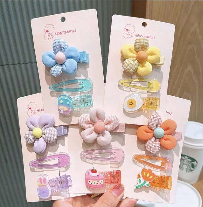 💗มาหยากิ๊ฟช้อป💗กิ๊บหนีบผม กิ๊ปดอกไม้ กิ๊บแฟชั่นเด็กน่ารัก สีสันสดใส แพ็ค 3 ชิ้น