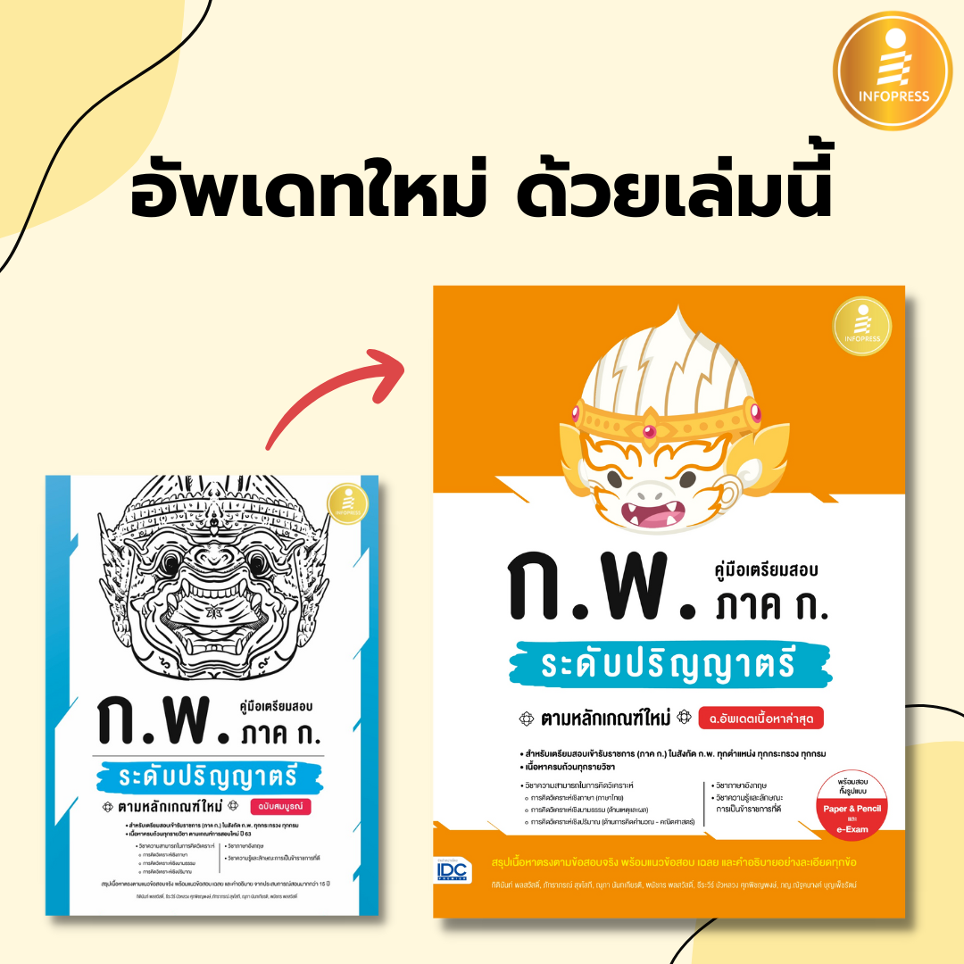 Infopress (อินโฟเพรส) คู่มือเตรียมสอบ ก.พ. ภาค ก. ระดับปริญญาตรี ตามหลักเกณฑ์ใหม่ ฉบับสมบูรณ์ - 71496