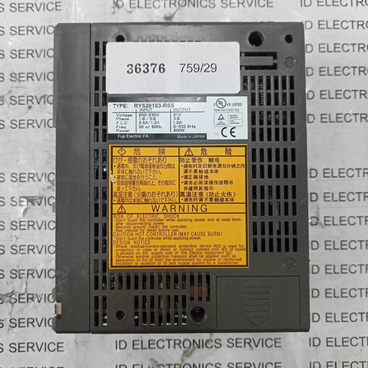 SERVO DRIVE " FUJI " MODEL : RYS201S3-RSS
