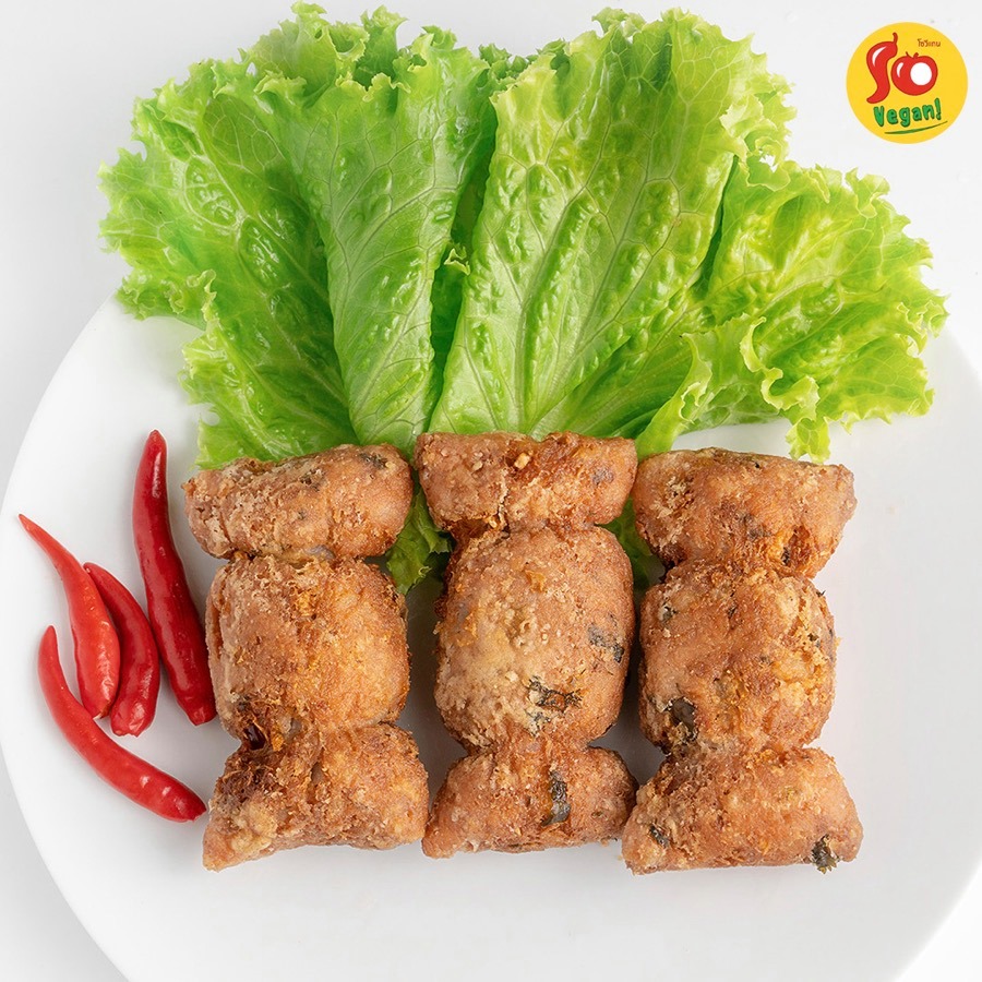 อาหารเจ มังสวิรัติ เเหนมหมูเจทอด อีกหนึ่งในบรรดาอาหารเจสายอีสานรสแซ่บ ของดีประจำร้านโซวีแกน