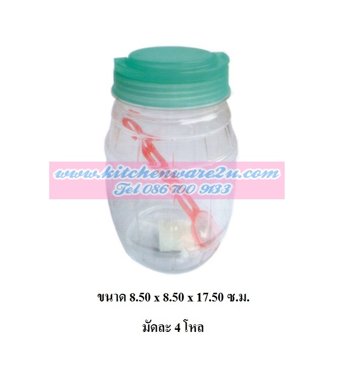 P02373 ขวดโหล PET (8.50 x 8.50 x 17.50 ซ.ม.) No.1042-3 ราคาส่งต่อ 4 โหล:48 ใบ:เฉลี่ย 12 บต่อใบ