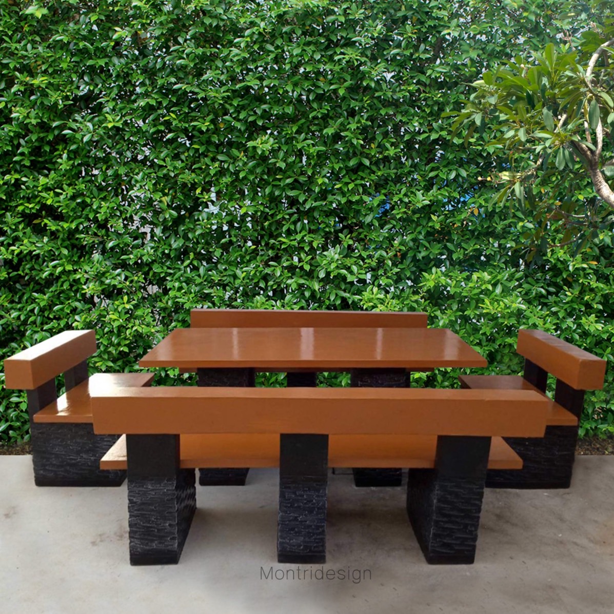 โต๊ะโมเดิร์นพนักพิง โต๊ะสนามปูนปั้น โตีะสนามโมเดิร์น ขนาด 150*80 cm. รุ่น SK25