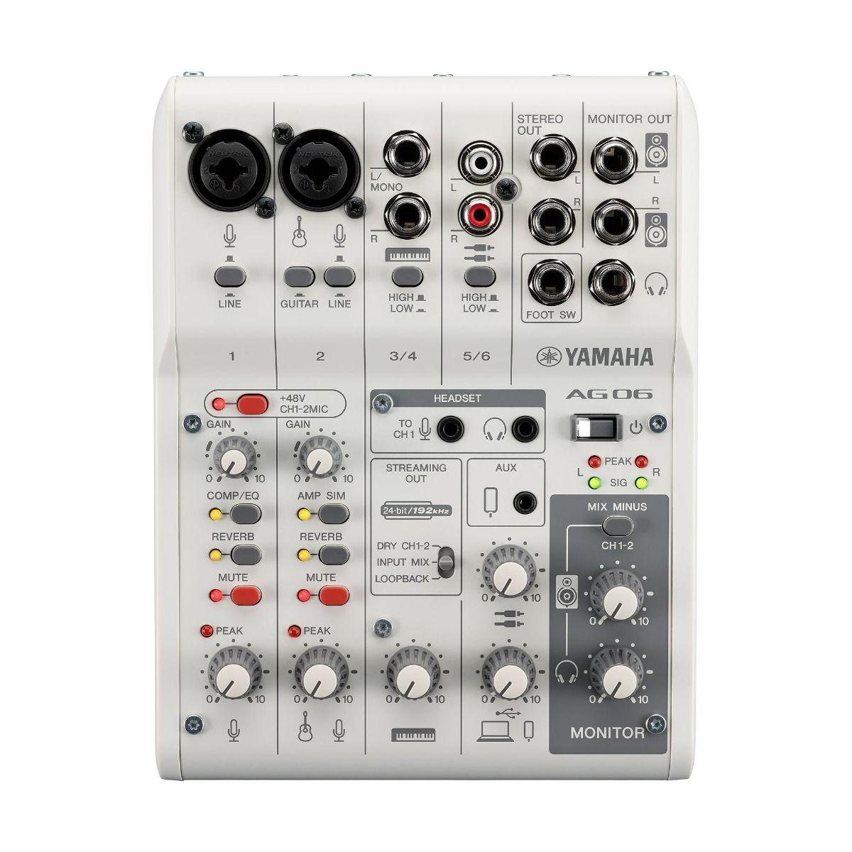 YAMAHA AG06MK2 6-Channel Live Streaming Loopback Audio USB Mixer