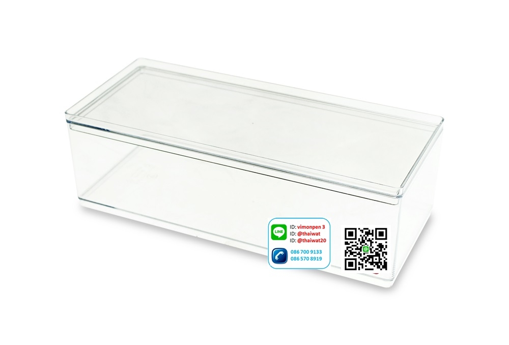 P10790 กล่องเหลี่ยมใส ดีไซน์ใหม่ (9 x 21.5 x 6.8 cm) No.BB02032 (ราคาส่งต่อ 1 โหล: 12 ใบ:เฉลี่ย 60 บ/ใบ)