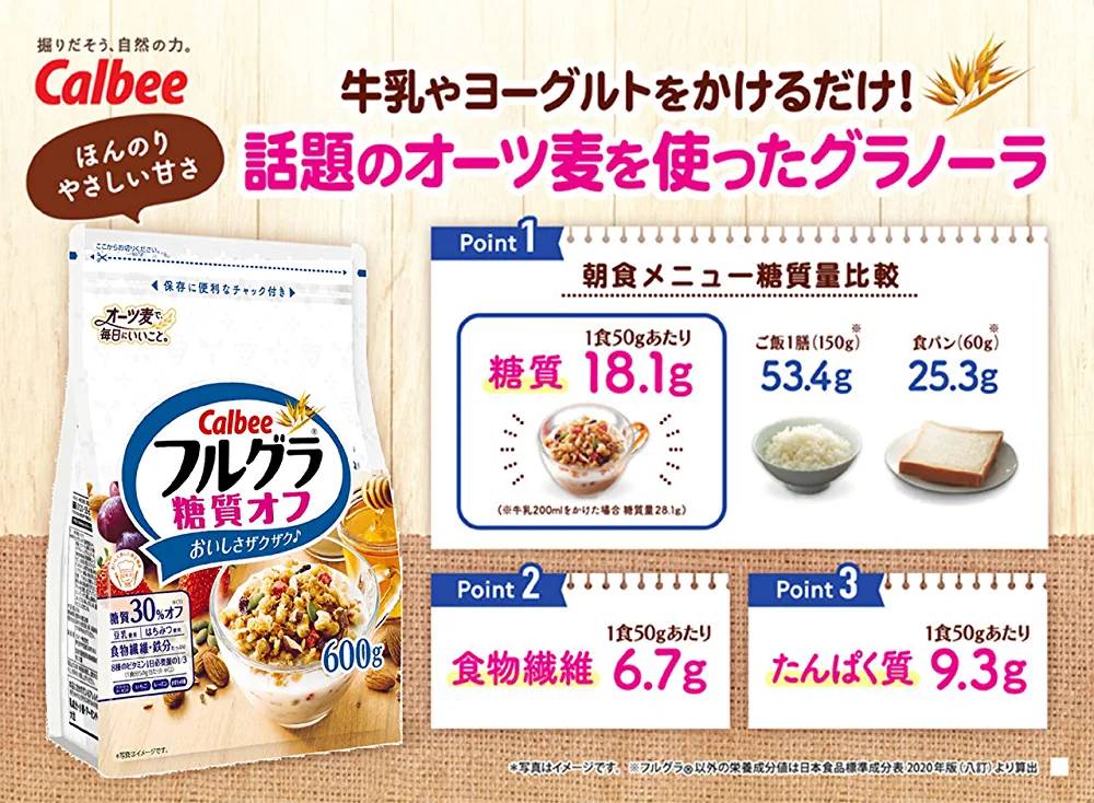 กราโนล่า Calbee Dried fruit and Granola 600 g สูตรใหม่ลดน้ำตาล 30%