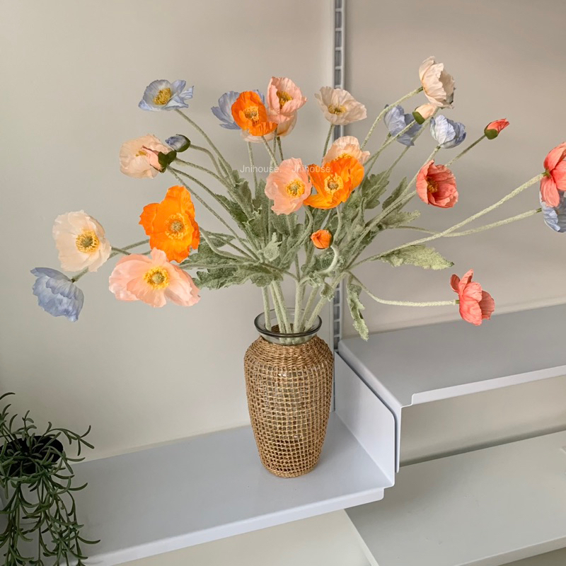 [พร้อมส่ง] Jnihouse : ดอกป๊อปปี้ ดอกไม้ประดิษฐ์ Poppy Flower (Long leaf hairs)