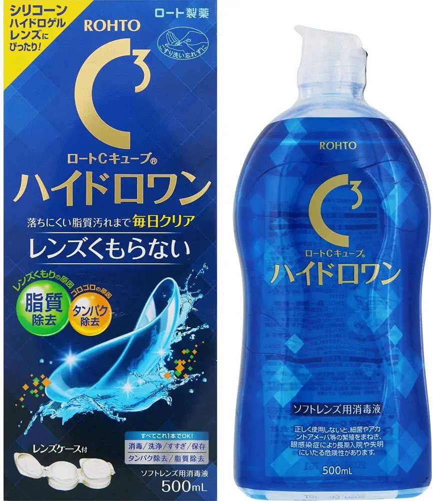 น้ำยาล้างคอนแทคเลนส์ Rohto C3 Cube Hydro One Soft Contact Lens Solution 500 ml